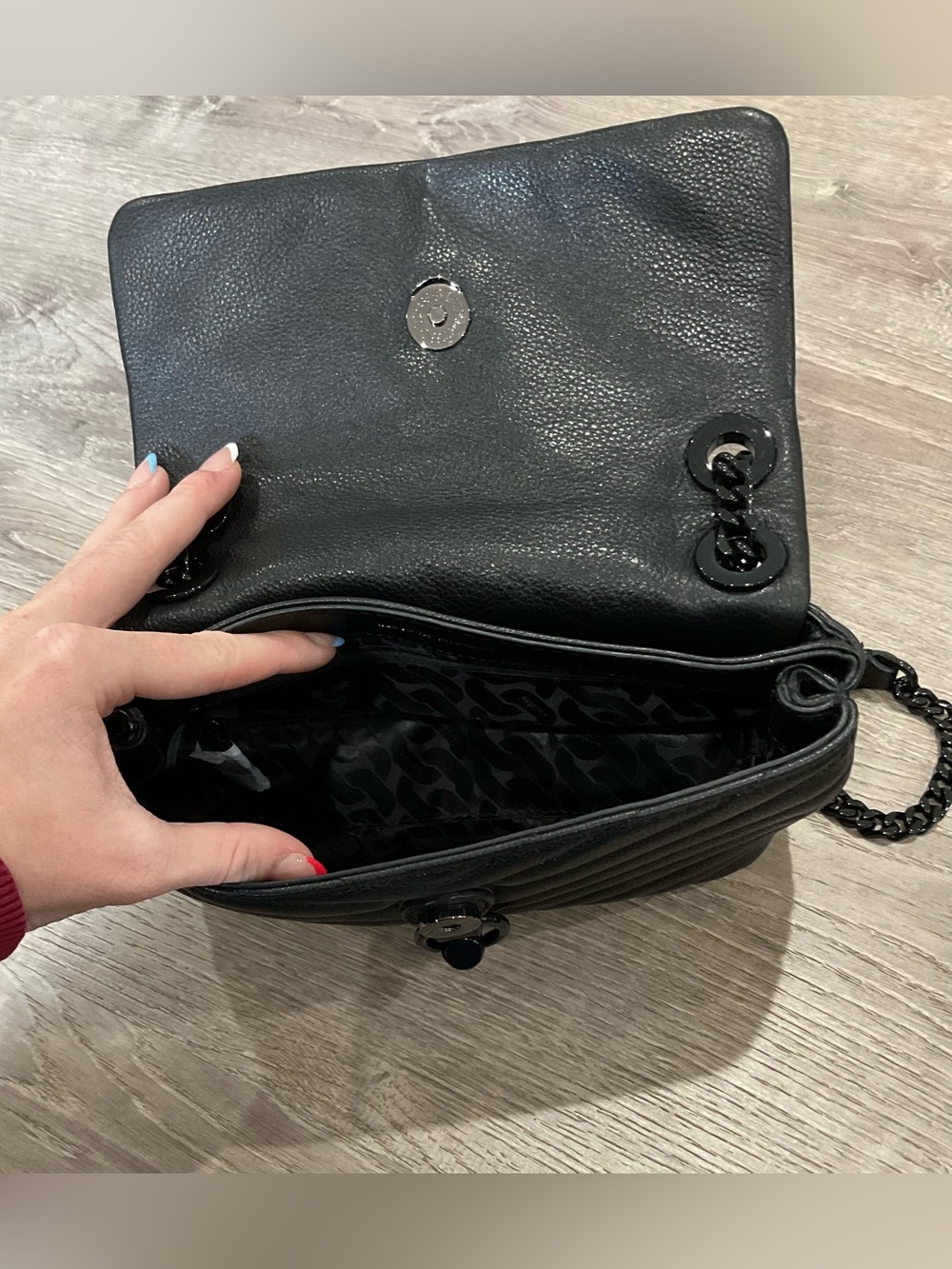 Rebecca Minkoff Black Edie Quilted Chain Shoulder Bag - Picture 3 of 8